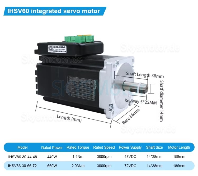 Nema 23 Integrierter AC Servomotor mit Steuerung iHSV57-30-18-36 180W 36V 0,6N.m 3 Phasen 3000U/min